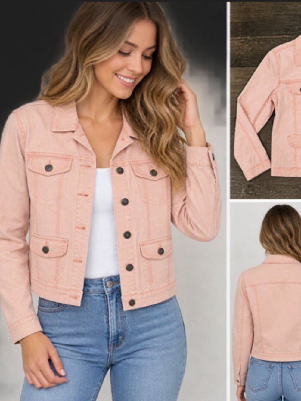 Chico's Pink Wash Denim Jean Jacket Chico's Size 1/M